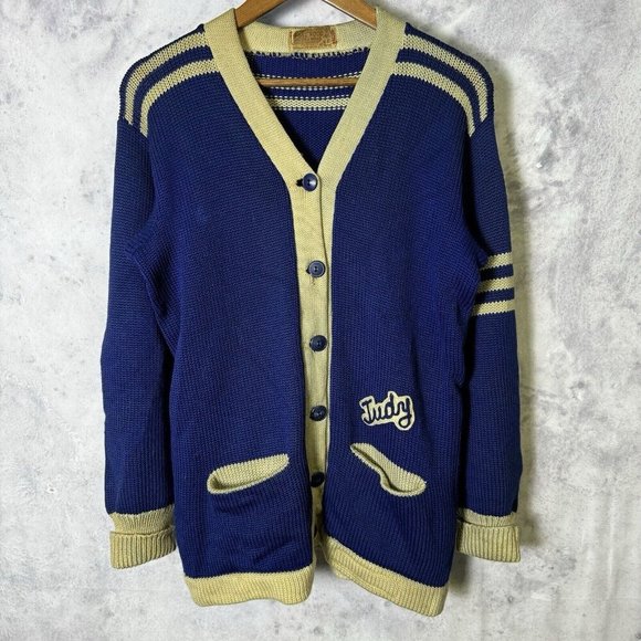 Vintage School Knit Letterman Sweater Womens Medium Knitting Co Chicago 50s 60s - Picture 1 of 14